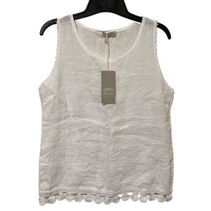 NWT Bellambra Made in Italy Linen with Lace Sleeveless Blouse